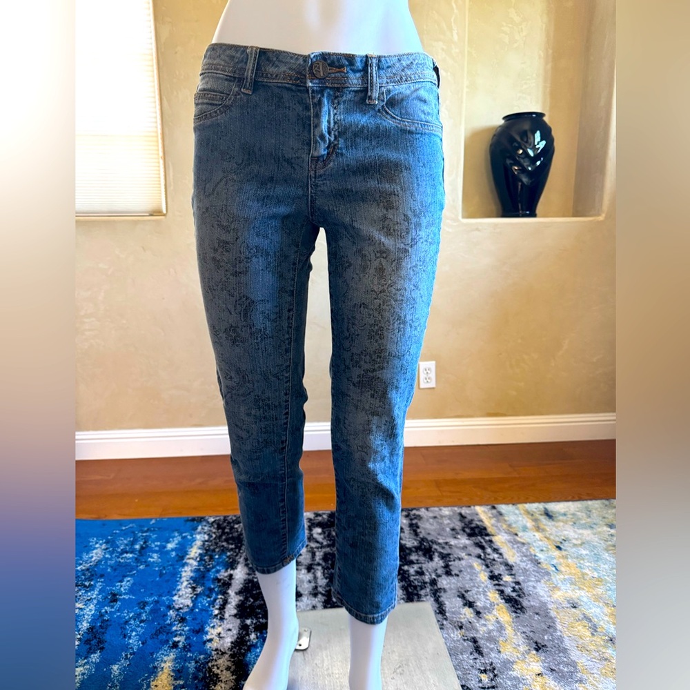 Allen B. By Allen Schwartz Floral Tattoo Print Skinny Jeans Sz 8